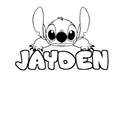 Coloring page first name JAYDEN - Stitch background