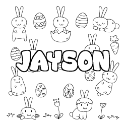 Coloring page first name JAYSON - Easter background