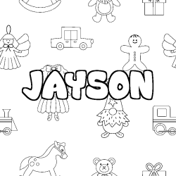 Coloring page first name JAYSON - Toys background