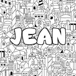 Coloring page first name JEAN - City background