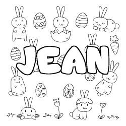 Coloring page first name JEAN - Easter background