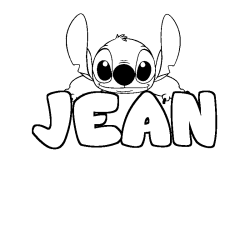 Coloring page first name JEAN - Stitch background