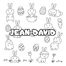 Coloring page first name JEAN-DAVID - Easter background