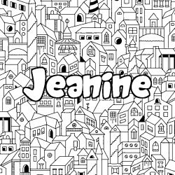 Coloring page first name Jeanine - City background