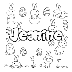 Coloring page first name Jeanine - Easter background