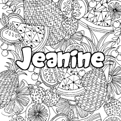 Coloring page first name Jeanine - Fruits mandala background