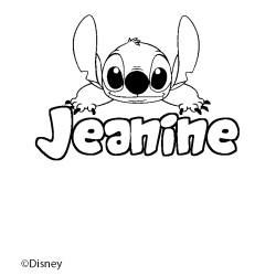 Coloring page first name Jeanine - Stitch background