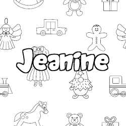 Coloring page first name Jeanine - Toys background