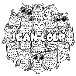 Coloring page first name JEAN-LOUP - Owls background