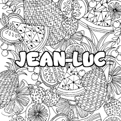 Coloring page first name JEAN-LUC - Fruits mandala background