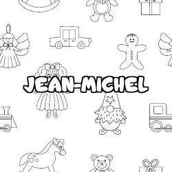 Coloring page first name JEAN-MICHEL - Toys background