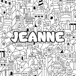 Coloring page first name JEANNE - City background