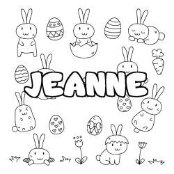 Coloring page first name JEANNE - Easter background