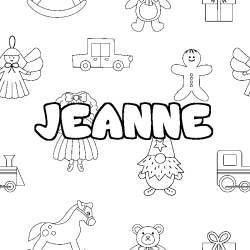 Coloring page first name JEANNE - Toys background