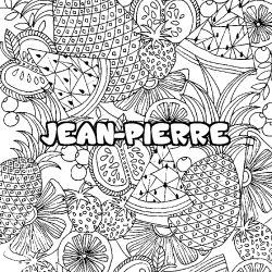 Coloring page first name JEAN-PIERRE - Fruits mandala background