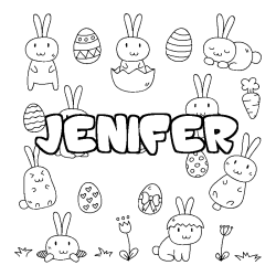 Coloring page first name JENIFER - Easter background