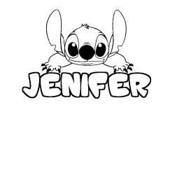 Coloring page first name JENIFER - Stitch background