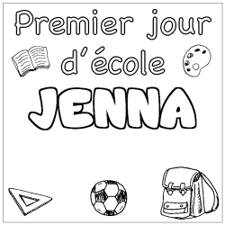 Coloring page first name JENNA - School First day background