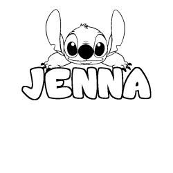 Coloring page first name JENNA - Stitch background