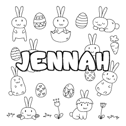 Coloring page first name JENNAH - Easter background