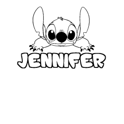 Coloring page first name JENNIFER - Stitch background