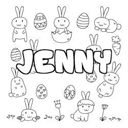Coloring page first name JENNY - Easter background