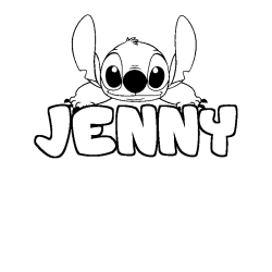 Coloring page first name JENNY - Stitch background