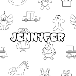 Coloring page first name JENNYFER - Toys background