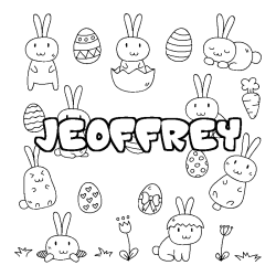 Coloring page first name JEOFFREY - Easter background