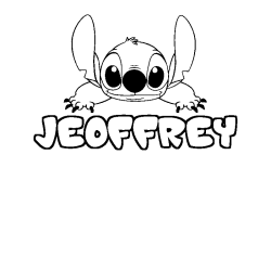 Coloring page first name JEOFFREY - Stitch background