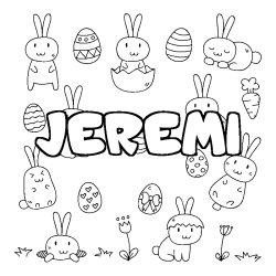 Coloring page first name JEREMI - Easter background