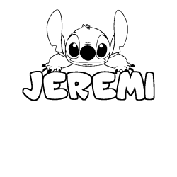 Coloring page first name JEREMI - Stitch background