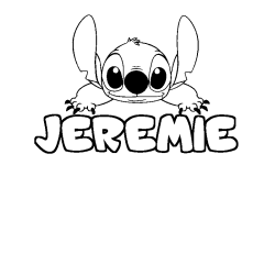 Coloring page first name JEREMIE - Stitch background