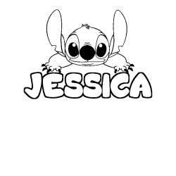 Coloring page first name JESSICA - Stitch background