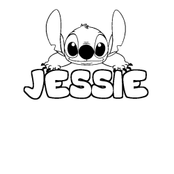 Coloring page first name JESSIE - Stitch background