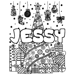 JESSY - Christmas tree and presents background coloring