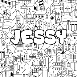Coloring page first name JESSY - City background