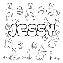 Coloring page first name JESSY - Easter background