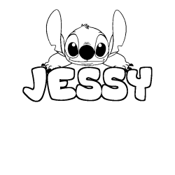 Coloring page first name JESSY - Stitch background