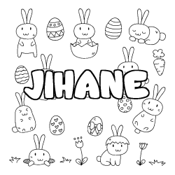 Coloring page first name JIHANE - Easter background