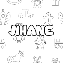 Coloring page first name JIHANE - Toys background