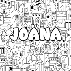 Coloring page first name JOANA - City background