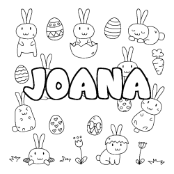 Coloring page first name JOANA - Easter background