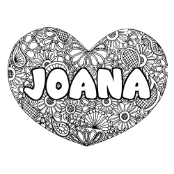 Coloring page first name JOANA - Heart mandala background