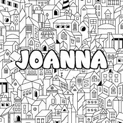 Coloring page first name JOANNA - City background