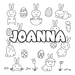 Coloring page first name JOANNA - Easter background