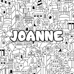 Coloring page first name JOANNE - City background