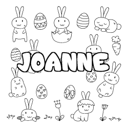Coloring page first name JOANNE - Easter background