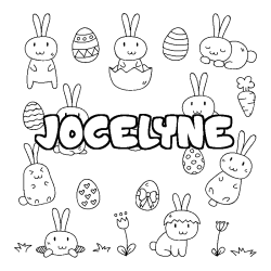 Coloring page first name JOCELYNE - Easter background