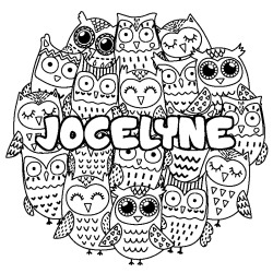 Coloring page first name JOCELYNE - Owls background